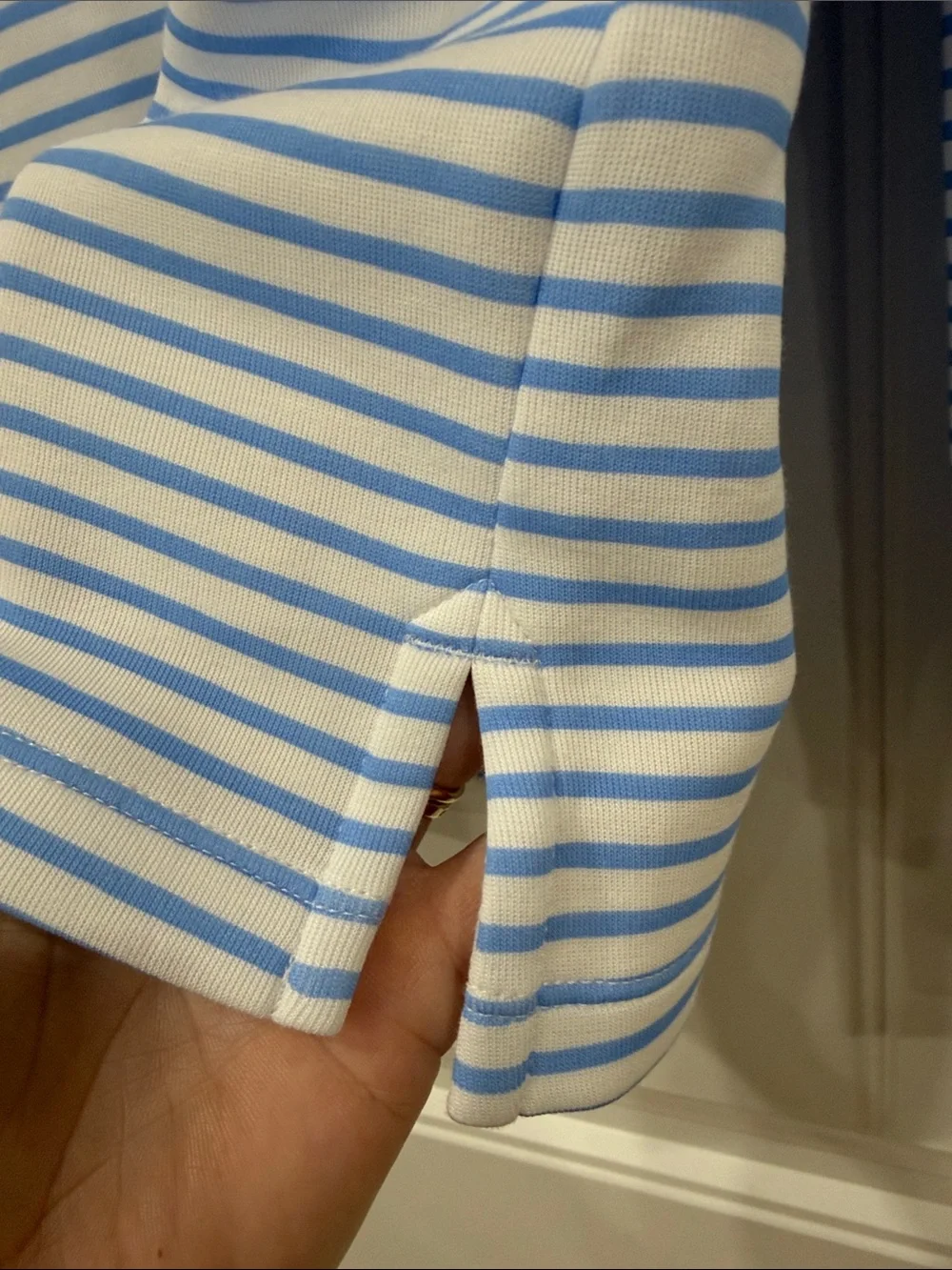 NWOT Addison Bay Penny Pullover Blue and White Puff-Sleeve Long Sleeve Top - Picture 4 of 6
